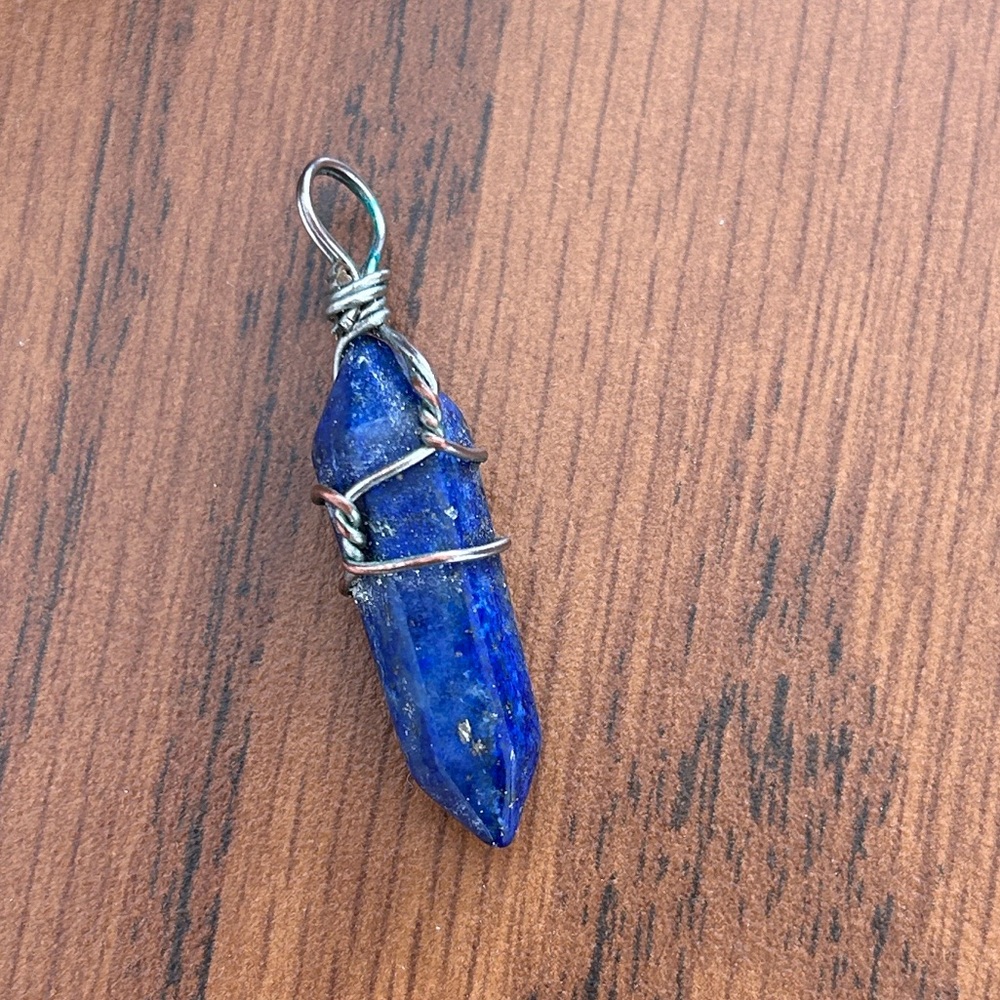 Blue Lapis Lazuli wire-wrapped point Crystal Pendant